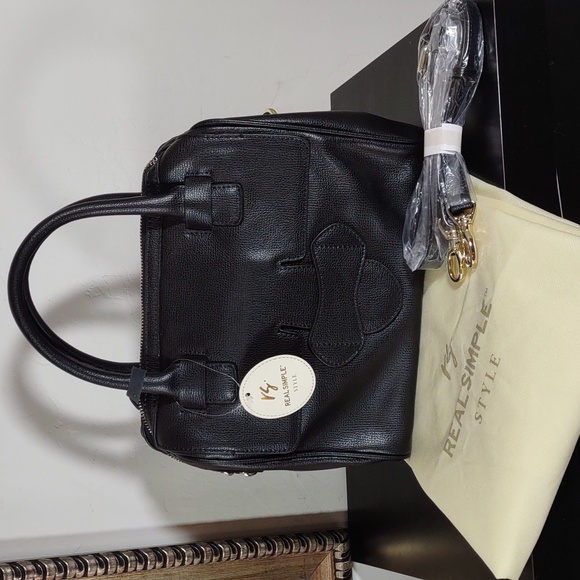 Real Simple Style Faux Leather Satchel/ Shoulder Bag - Picture 6 of 9